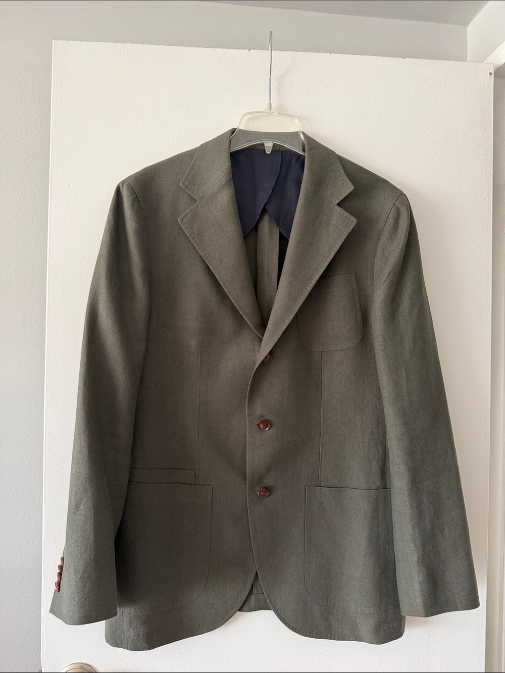 Spier & Mackay Olive Green/Grey Linen Blazer Sport Coat Suit Jacket Mens Size 42